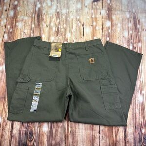 NWT CARHARTT Washed Duck Work Dungaree Pant B11-MOS Straight Leg Sz 35x30 Green